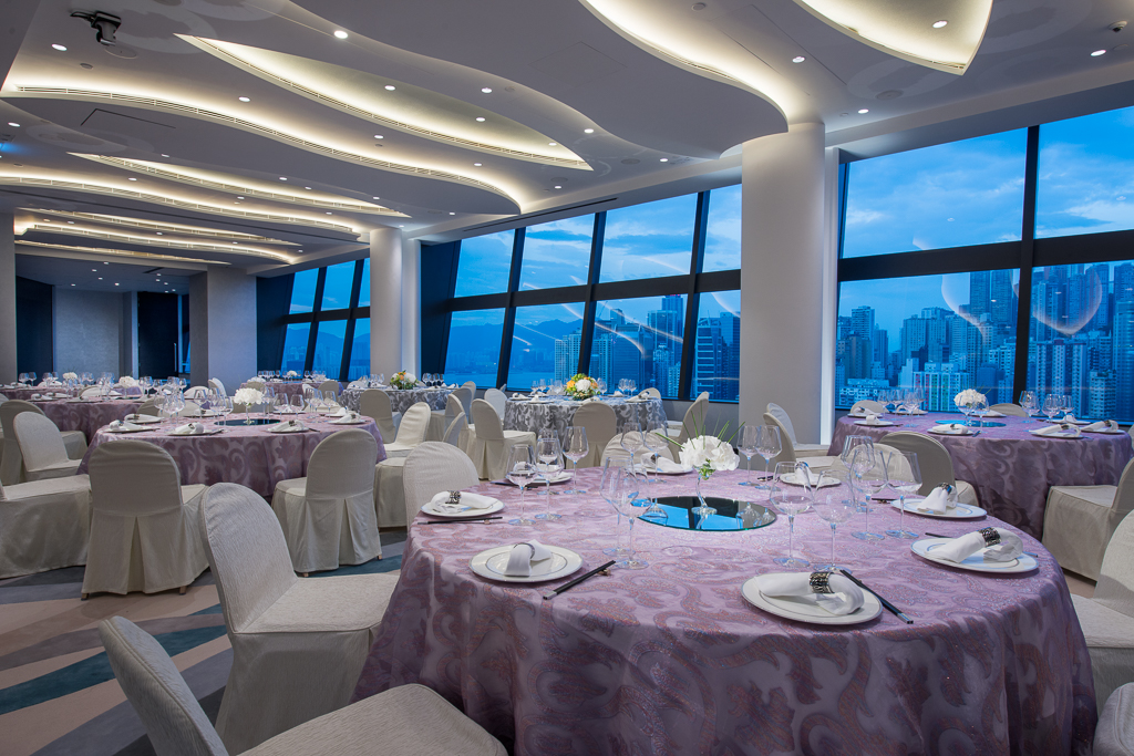 The Park Lane Room of the Park Lane Hong Kong Hotel showing banquette tables